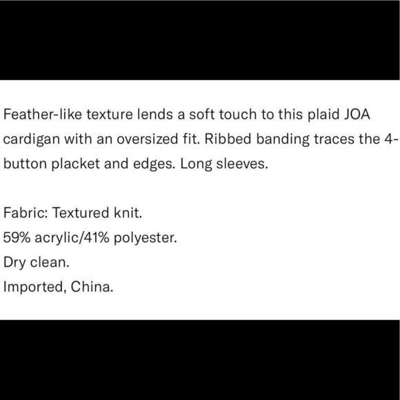 JOA Los Angeles Checked Feather Yarn Cardigan Sz L - Picture 12 of 13